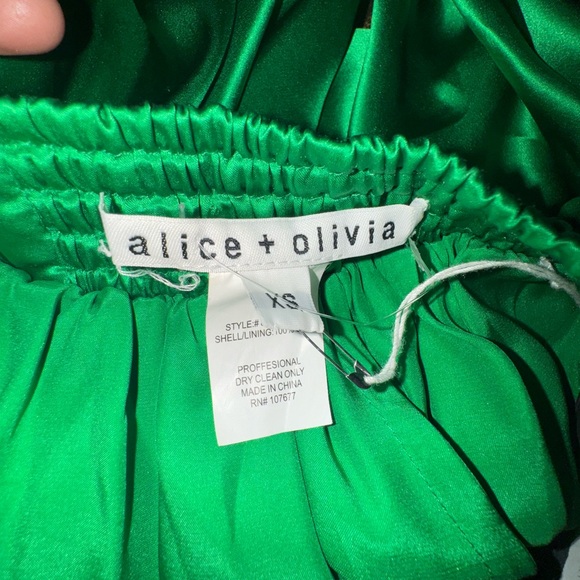 New -Alice & Olivia Green Silk Dress- size xs - Picture 4 of 10
